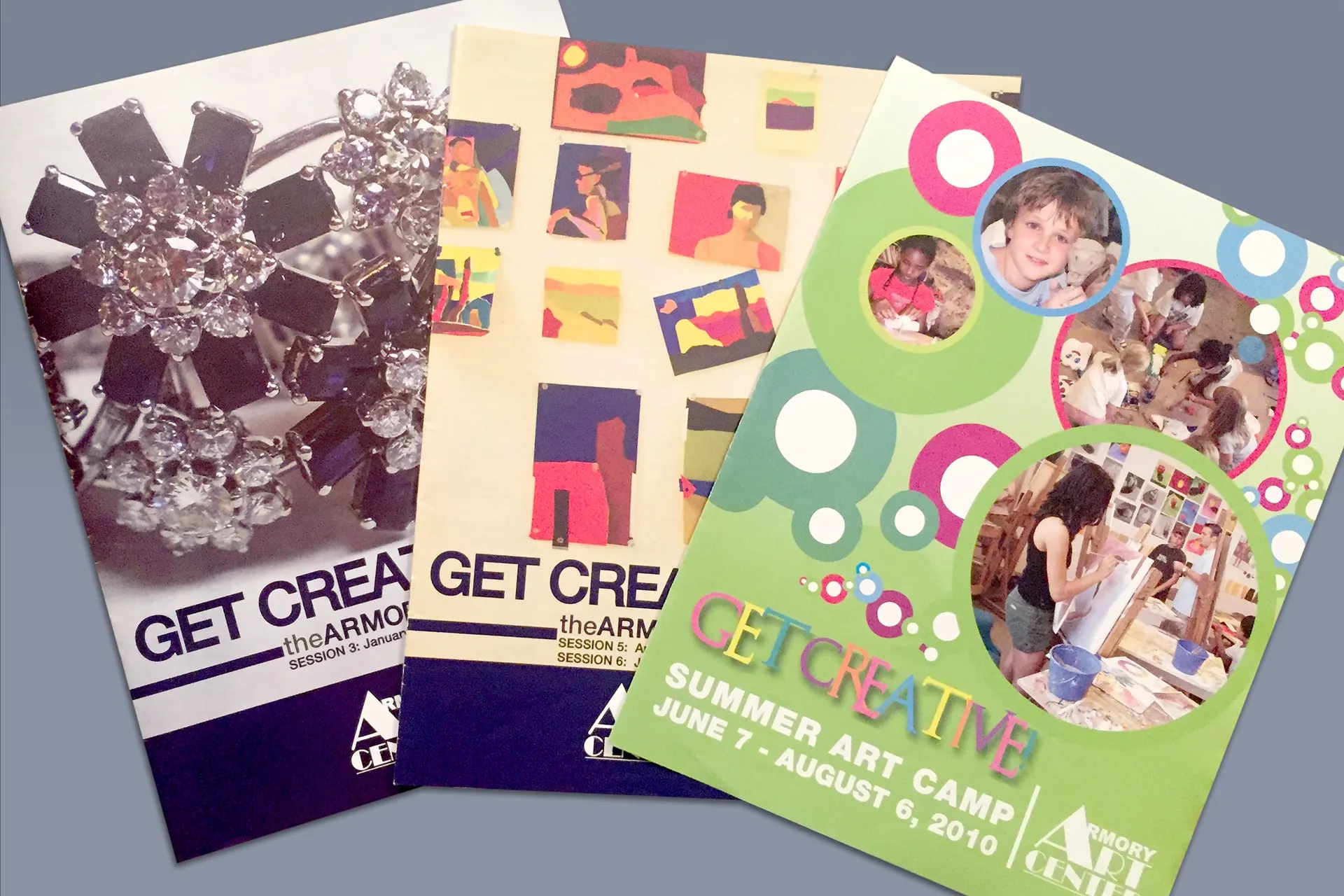 Layout design of seasonal class catalogue for the Armory Art Center.